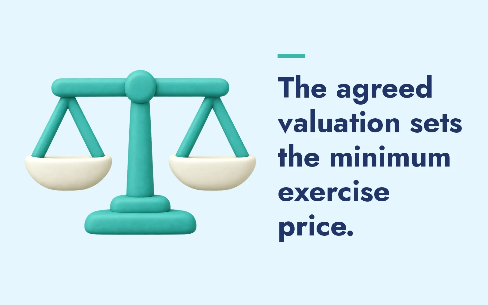 The agreed valuation sets the minimum exercise price.