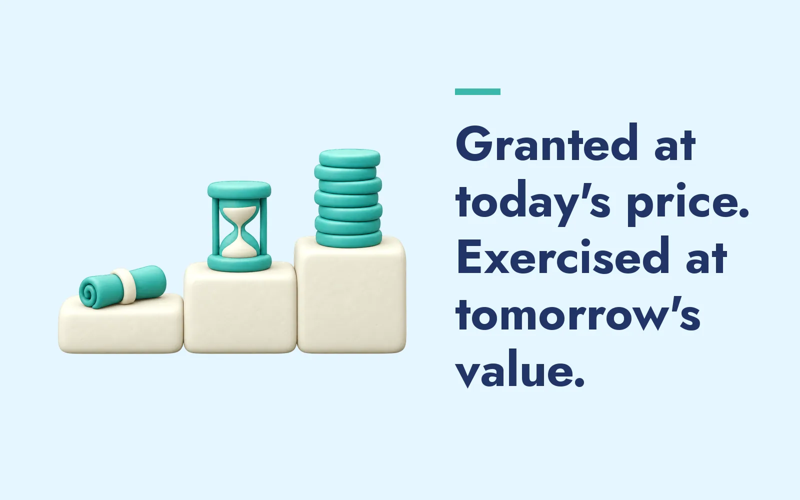 Granted at today's price. Exercised at tomorrow's value.